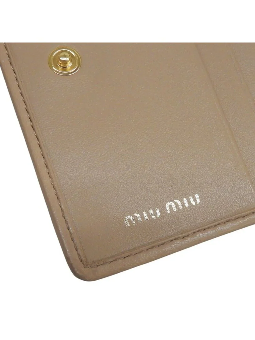 Miu Miu Matelasse Bifold Wallet Compact Pink Beige Inside Like